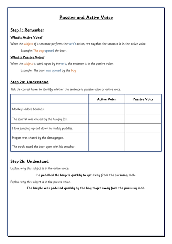 Passive and Active Voice Worksheet