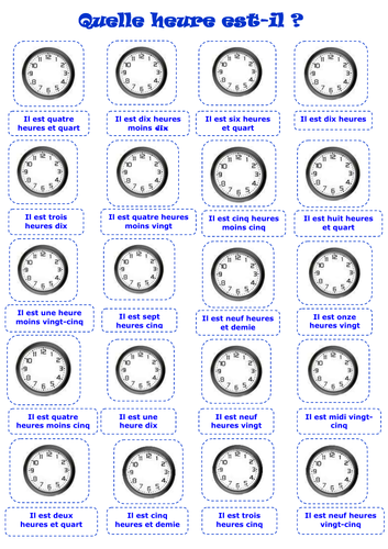 Quelle heure est-il? What time is it? Handout