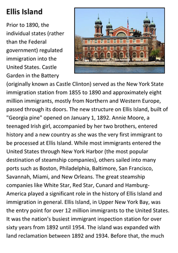 Ellis Island Handout