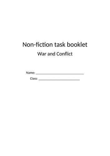 13 page non fiction task booklet (war and conflict)
