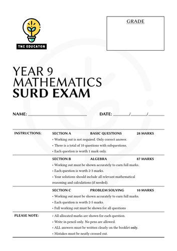 Year 9/10 Surd Exam