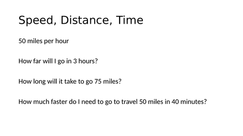 Speed distance time lesson(s)