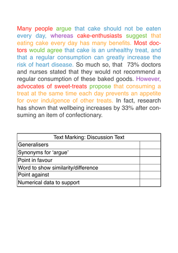 Y6 DISCUSSION TEXT MARKING W/SUCCESS CRITERIA