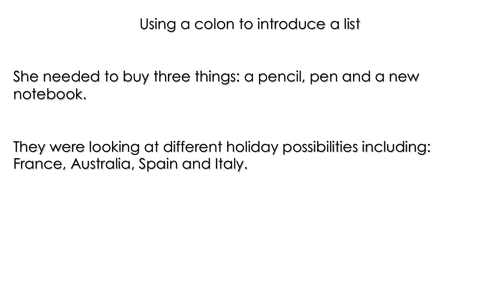 Colons and Semi-Colons in a list