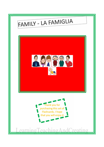 ENGLISH ITALIAN FAMILY FLASHCARDS