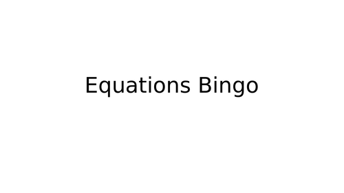 Solving Equations Bingo