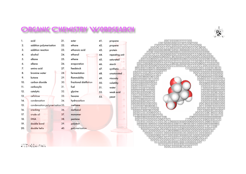 Organic chemistry wordsearch