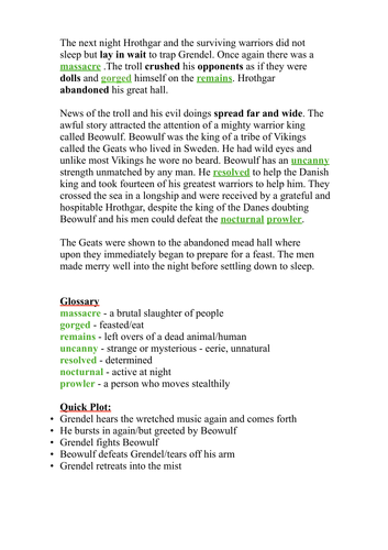 Beowulf 2/4 - Writing - Text Analysis