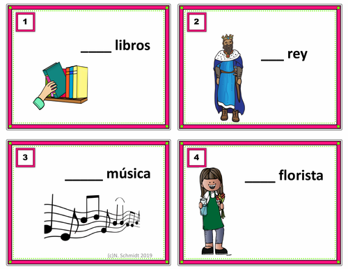 Spanish Gender Task Cards: El / La / Los / Las *FREE*