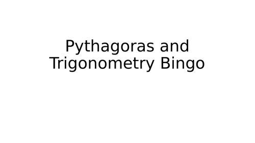 Pythagoras Trigonometry Bingo