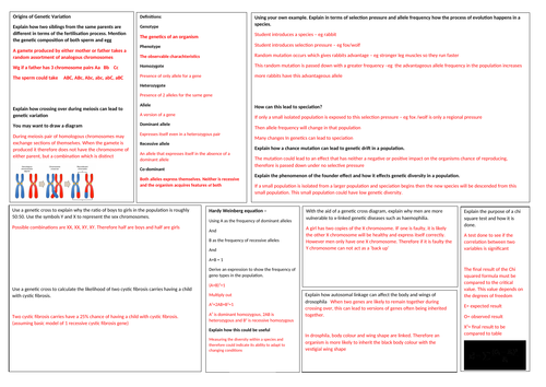 Edexcel Biology(B) A level Topic 8 Revision Mat