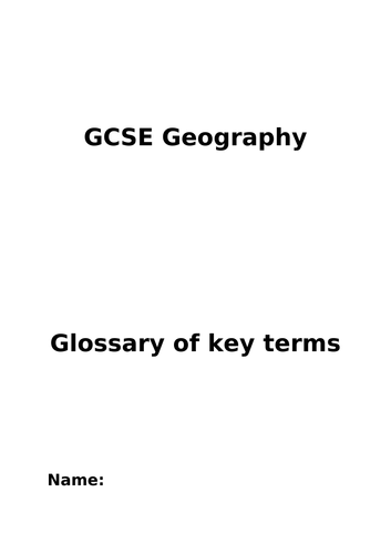 OCR A GCSE Geography Glossary of Key Terms