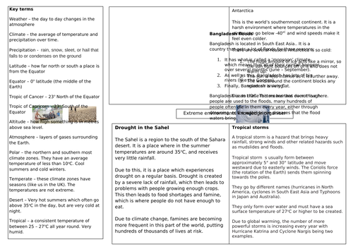 Extreme Environments knowledge organiser
