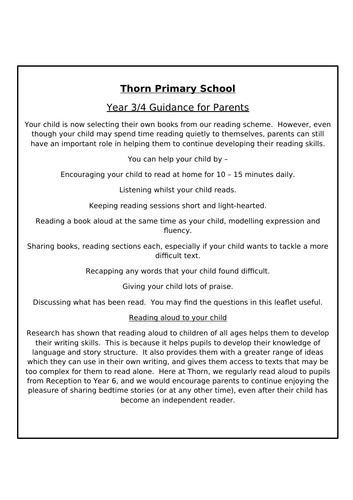 home reading tips booklet for parents