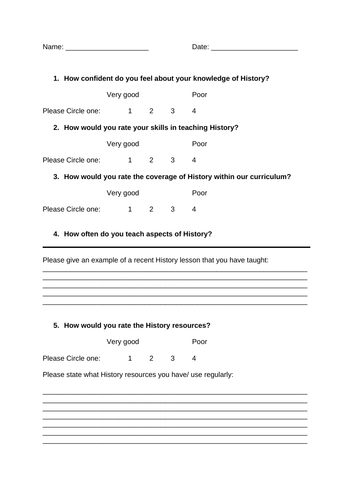 History Staff Audit/ Questionaire