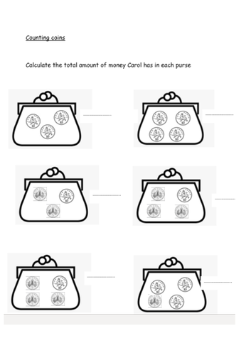 Counting money worksheet