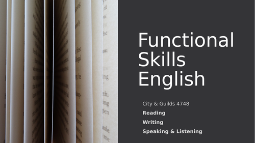 New Functional Skills English - Qualification Overview L1 & L2