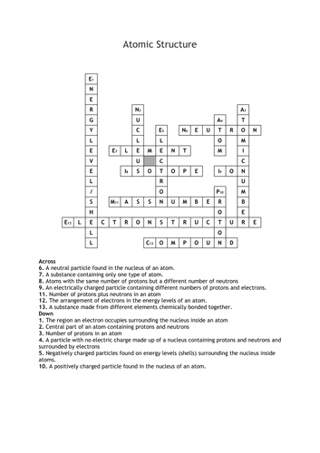 Atomic Structure Crossword