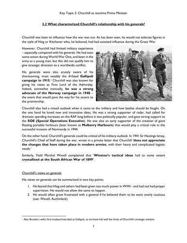 OCR A Level History: Churchill and his Generals
