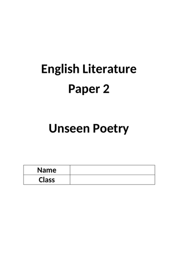 AQA Literature Paper 2 unseen poetry booklet - climate change