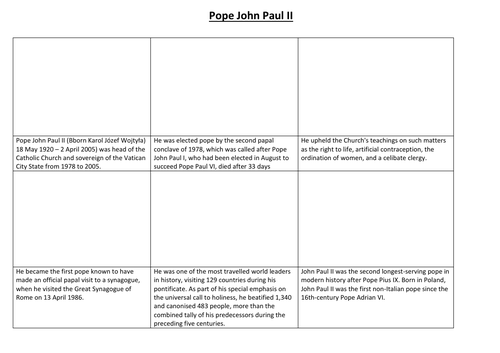 Pope John Paul II Comic Strip and Storyboard