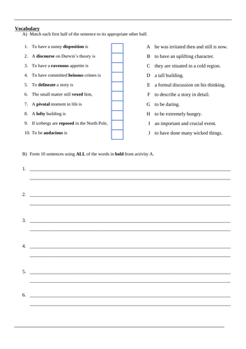 Exercise 4 - Year 9,10,11 Vocabulary Exercise