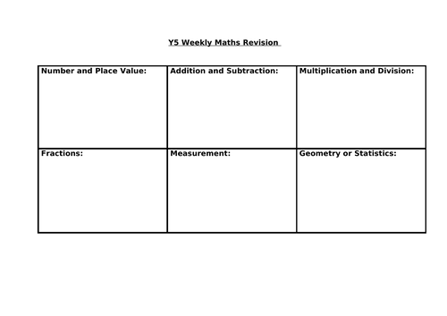 Weekly Y5 Maths Revision Mat | Teaching Resources