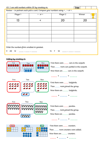 add numbers to 20 by counting on