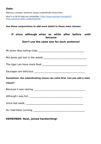 Complex Sentence Add Subordinate Clause to Main Clause, I SAW A WABUB