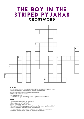 The Boy in the Striped Pyjamas: Crossword