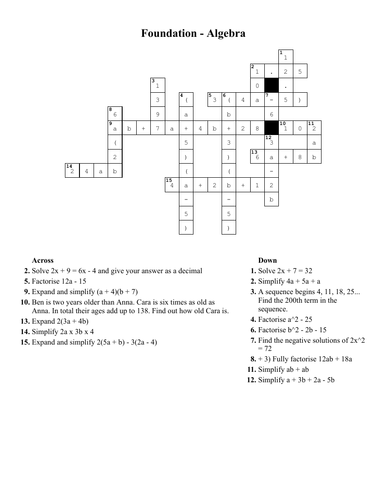 Foundation GCSE Maths Revision - Cross Numbers