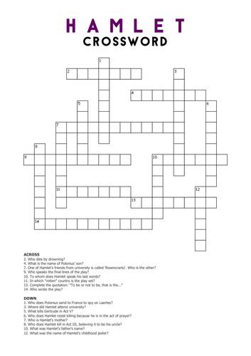 Hamlet: Crossword