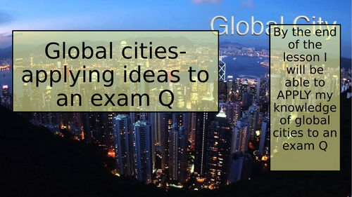 Global cities screencast and follow up lesson