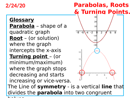 Quadratics graphs | Teaching Resources