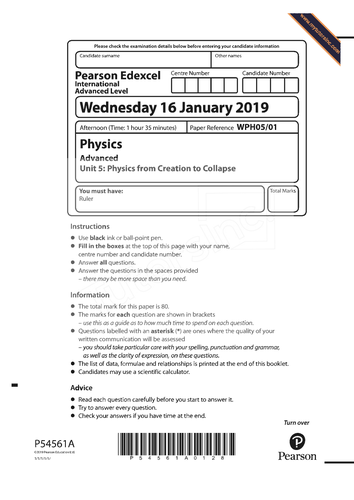 Edexcel Alevel Physics Unit 5- Solved Question Paper