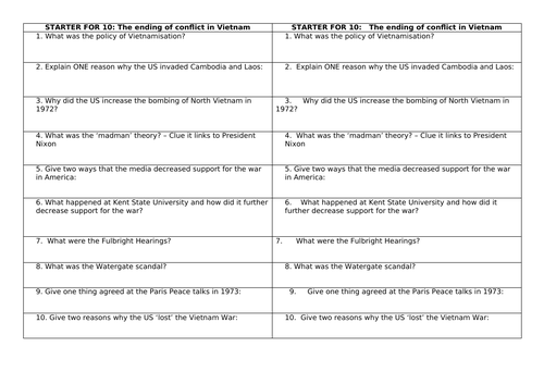 AQA 8145 Conflict in Asia retrieval revision quizzes