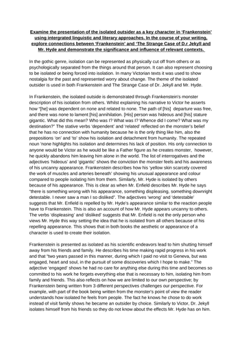 Frankenstien Coursework example