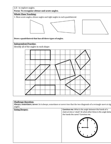 Angles and measurement worksheets - Y4