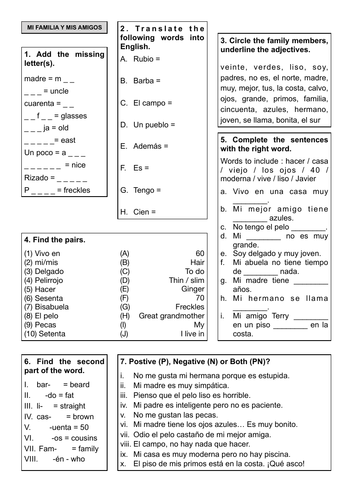 spanish worksheets ks3 ks4 gcse language teaching