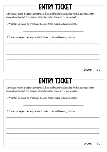 Copyright 'entry ticket' (quick starter task)