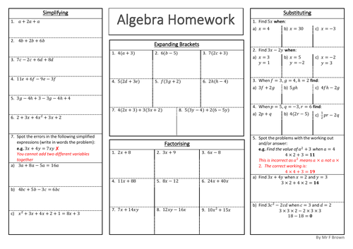 Mixed Basic Algebra Worksheet Teaching Resources