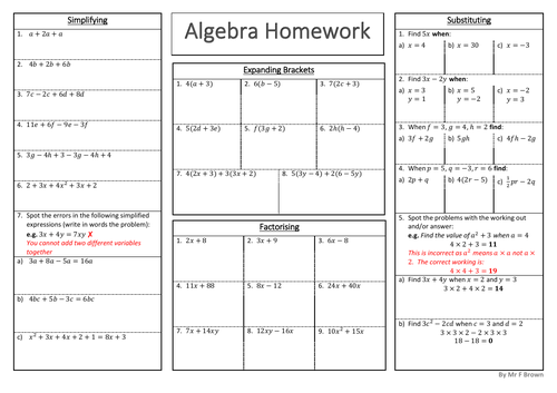 Mixed Basic Algebra -  Worksheet