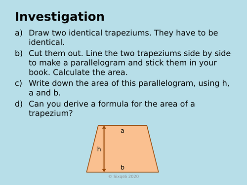 Quick Investigation - Area of a Trapezium