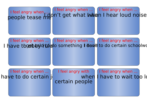 Card set - I feel angry when ...