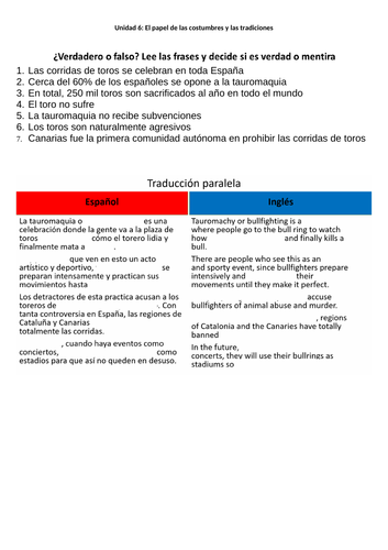 A level -bullfighting