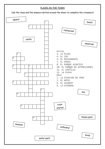 KS2/KS3 Spanish - Places in the town puzzle