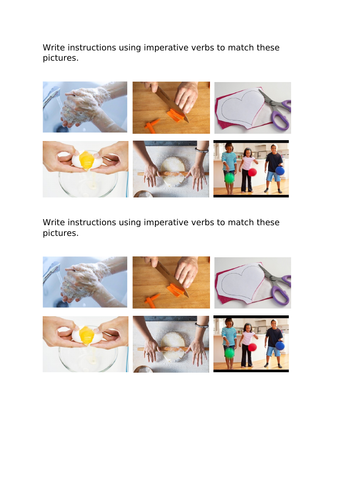 Imperative Verb Pictures | Teaching Resources