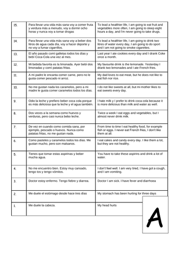 La salud - Speaking ladder. Speaking activity