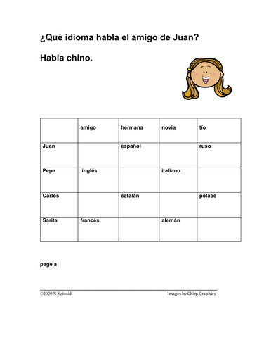 Languages in Spanish Info Gap Game: Los idiomas