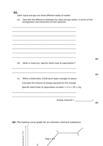 AQA GCSE Physics Unit 1 (P1): Particle Model of Matter Module - Specific Latent Heat L2